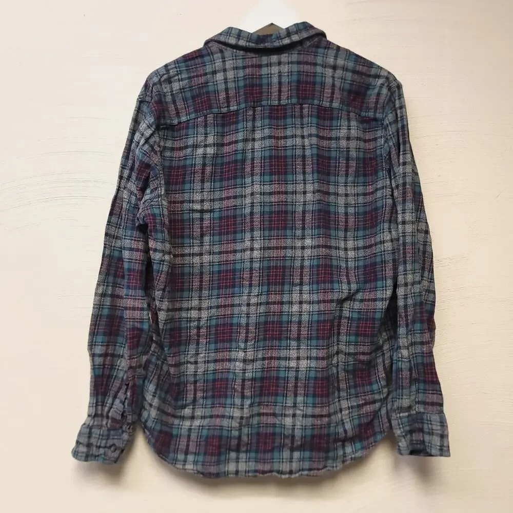 Sonoma Flannel Shirt Size Large Plaid Button Down Long Sleeve 100% Cotton Blue​ - Picture 2 of 6